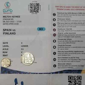 Billete electrónico UEFA Femenino Euro 8/7/2022 España vs Finlandia # 932 Partido 3 - Imagen 1 de 5