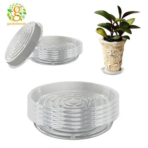 Clear Light Round Durable Sturdy Plastic Duty Sturdy Plant Saucer Drip Trays - Picture 1 of 7