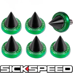 6PC GREEN 5MM WINDSCREEN FENDER WASHER BOLT KIT W BLACK SPIKES MOTORCYCLE Z7 - Picture 1 of 1
