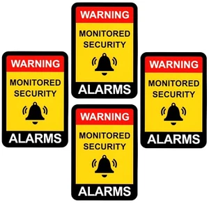 Alarm Warning Sticker, Home Security Vinyl Decal, Burglar House Security Sign X4 - Picture 1 of 2