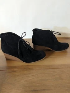 Dr Scholls Boots Womens 7M Wedge Heels Ankle Bootie Black Faux suede Pierre - Picture 1 of 6