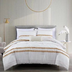 Chezmoi Collection Janet 6-Piece Boho Clip Jacquard Soft Textured Comforter Set - Picture 1 of 11
