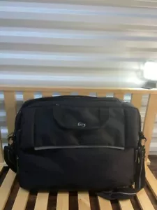 Solo Laptop Case Briefcase Black Leather Bag Business Travel - Picture 1 of 5