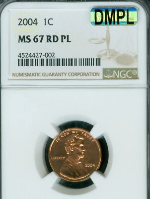 2004 LINCOLN CENT NGC MS67 PL RD PQ MAC DMPL & SPOTLESS RARE . - Image 1 of 2