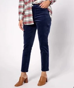 NWOT Joan Rivers Petite 5 Pocket Corduroy Pant In Navy Sz 12P - Picture 1 of 4