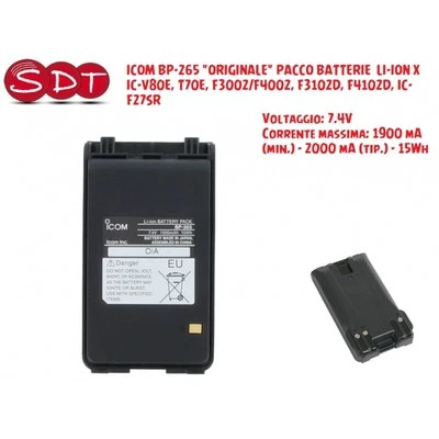 ICOM BP-265 "ORIGINALE" PACCO BATTERIE  LI-ION X IC-V80E, T70E, F3002/F4002, F31 - Immagine 1 di 2