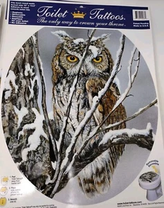 Toilet Tattoo Snow Owl 12in X 13.5in Bathroom Lid Vinyl Removable Decoration - Picture 1 of 1