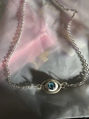 BLUE EYE EVIL SYMBOL LUCKY Necklace 18 Inches UK - Image 1 of 4