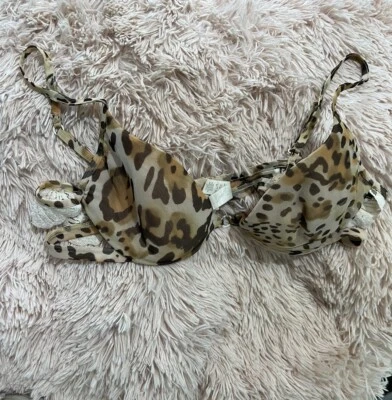 Sujetador La Perla Malla Con Aros Desnudo Marrón Blanco 36 D Recorte Estampado Animal Foto 1 de 4