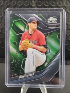 2023 Topps Chrome Black Green Refractor /99 Shane Bieber - Cleveland Guardians - Picture 1 of 2