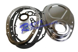 55-65 CHEVY SMALL BLOCK 283 305 327 350 400 STEEL 2 PIECE TIMING CHAIN COVER SET - Picture 1 of 1