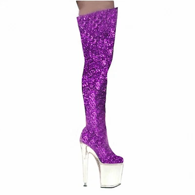 Glitter 20cm Stiletto Heel Platform Women Over The Knee Boots Pole Dance Sexy Sz - Image 1 of 4
