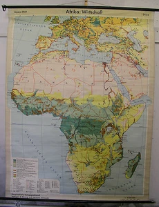 School Wall Map Africa Economy Approx. 1961 63 3/8x83 1/8in Map - Picture 1 of 1