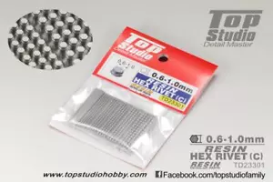 TD23301 TETE DE BOULON EXAGONAL 0.6 - 1.0MM - TOP STUDIO - Foto 1 di 1