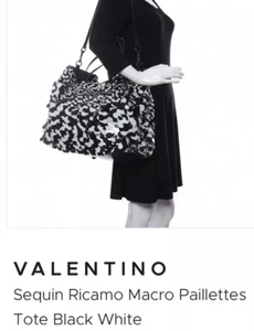 VALENTINO garavani Sequin Ricamo Macro Paillettes XL Black White - Picture 1 of 11