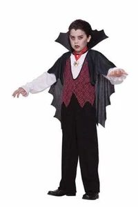 Nuevo con etiquetas Vampiro 2 Piezas Disfraz Niños - Camisa con Chaleco Adjunto, Capa y Medallón - M 8-10 - Imagen 1 de 1