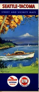 1952 Chevron Road Map: Seattle Tacoma NOS - Picture 1 of 1