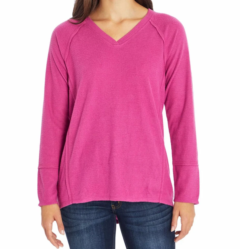 Wildfox Haley Brushed Top Women's Pullover Sweater V-neck Purple Size Large