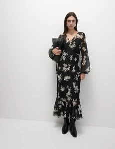 Marks & Spencer Womens Multi Coloured Synthetic A line Floral Midi Dress - M&S - Picture 1 of 12