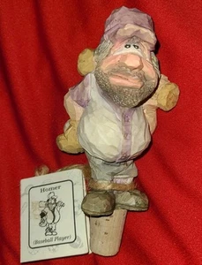 HOMER Baseball Spieler Flaschenverschluss * CHRIS HAMMACK Holzschnitzerei Wein Stopfen - Bild 1 von 12