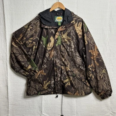 Cabelas Camo Hooded Jacket Mossy Oak Breakup Hunting Deer Duck Outdoor Sport - Image 1 of 4