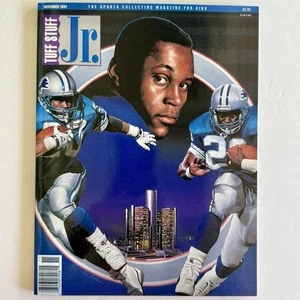 Nov 1991 Tuff Stuff Jr/Barry Sanders Cover/Uncut Card Sheet/Pele/Sanders/Seles - Picture 1 of 5