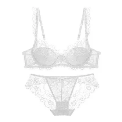 New Lingerie Mesh Unlined Bra Set See-Through Bra&Panty Transparent Underwear CD - Image 1 of 4