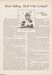 1930, SHORT SELLING: SHALL IT BE CURBED? AN ORIGINAL ARTICLE FROM THE AMERICAN R - Picture 1 of 1