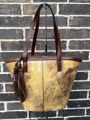 NWT $249 Patricia Nash Italian Sketchbook Marconia Leather Tote Large tan brown - Image 1 of 4