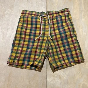 Vintage Polo Ralph Lauren Swim Trunks Mens Medium Plaid Preppy Outdoor Equipment - Picture 1 of 8