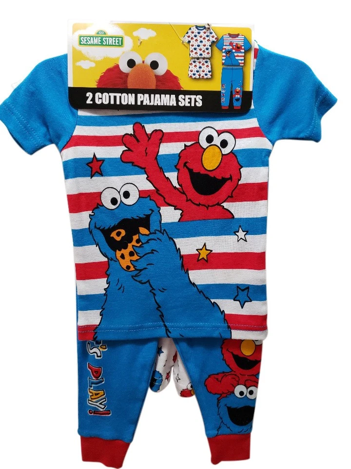 Sesame Street Cookie Monster - 2 Cotton Pajama Sets - 12 months- NEW WITH TAGS - Image 1 of 1
