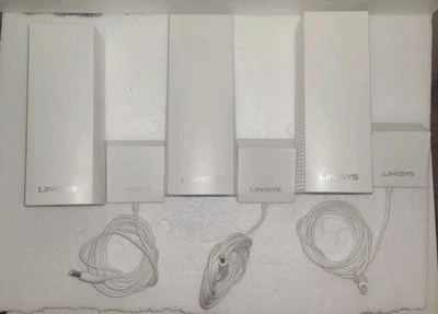 Linksys Velop AC2200 WHW03 Tri-Band Wireless Mesh Router 3 Lot + Power Chord  - Image 1 of 4