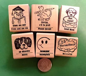Lehrer Französisch/Englisch Gummistempel, 6er Set, - Bild 1 von 2
