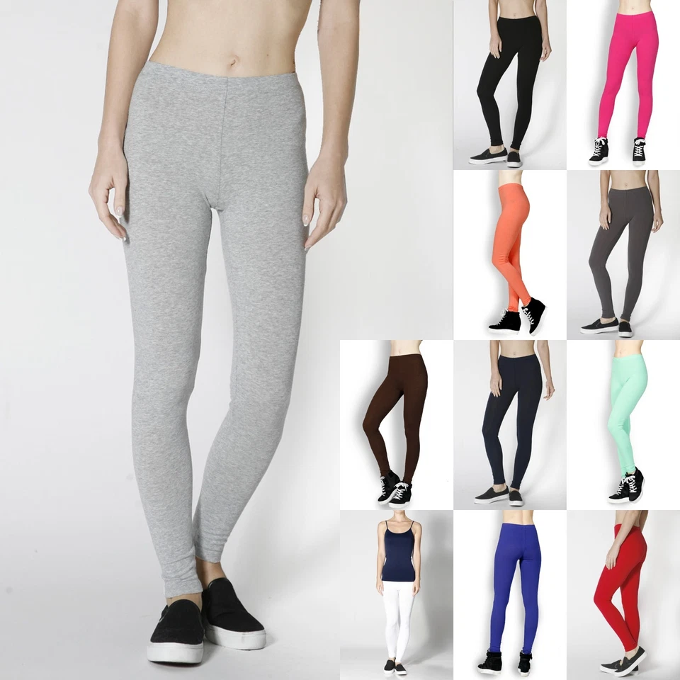 LEGGINGS de yoga de longitud completa de algodón liso salón gimnasio atlético 8477 Foto 1 de 1