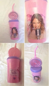 Lila - Disney - Glas mit Strohhalm - mit Wirbel - Neu - Bild 1 von 1