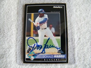 1992 PINNACLE #597 DONALD HARRIS - Signed Autographed Card TEXAS RANGERS MLB - Picture 1 of 3