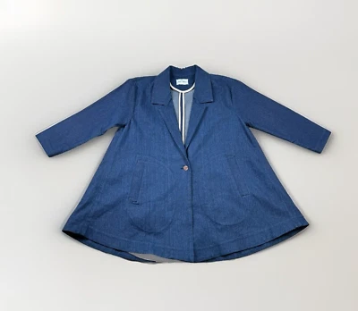 Maria Stanley Blazer Womens M Nash Oversized Lagenlook Denim Modern Designer - Image 1 of 4