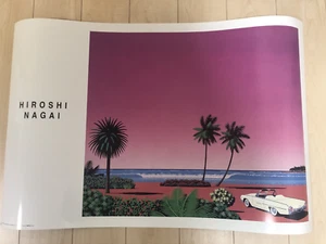 Hiroshi Nagai "White Car and the Beach" Poster 91.5×61cm Tropical City Pop Art - Picture 1 of 6
