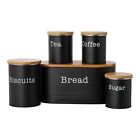 Typhoon 5pc Essential Tea,Coffee,Sugar,Biscuit & Bread Canisters With  Lid