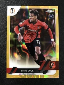 2022-23 Topps Chrome UEFA Club #48 Désiré Doué Rookie Gold Lava Refractor - Picture 1 of 2