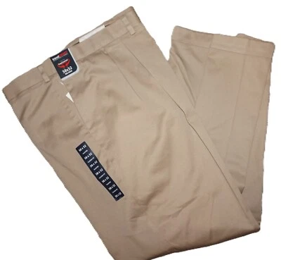 NWT BIG Man Dress Pants Roundtree Yorke 58x32 Classic Fit Stretch Khaki Pleated - Image 1 of 4