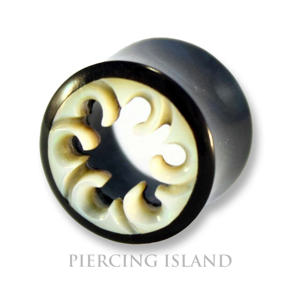 10mm - 18mm HORN PERLMUTT Flesh Tunnel Tube Ear Plug Ohr Piercing 296 - Bild 1 von 1