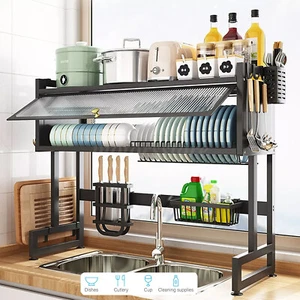 Kitchen Drain Shelf Steel Multi Organizer Cabinet Over The Sink Dish Drying Rack - Picture 1 of 15