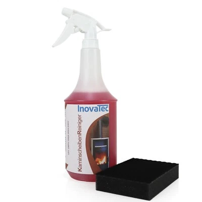 INOVATEC SYSTEM Kaminscheibenreiniger Rußentferner Fettlöser und Powerschwamm KaminOfen 1000ml