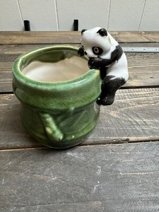 Vintage Cernaic Panda Bamboo Planter Pot Vase Succulent - Picture 1 of 9