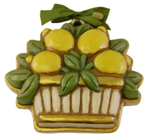 Thun Italy Large Lemon Tree Fruit Basket Ceramic Wall Decor Green Bow - Picture 1 of 12