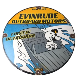 Vintage Evinrude Outboards Porcelain Sign - Boat Motor Gas Engines Casper Sign - Picture 1 of 14