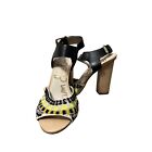 Sam Edelman Yuri Beaded Embroidered Ankle Strap Chunky Heels Size 7.5 M