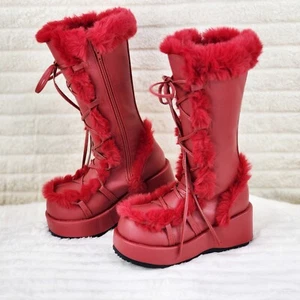 Cubby 311 Stomper Red Mammoth Platform Goth Punk Calf Knee Boots NY DEMONIA - Picture 1 of 11