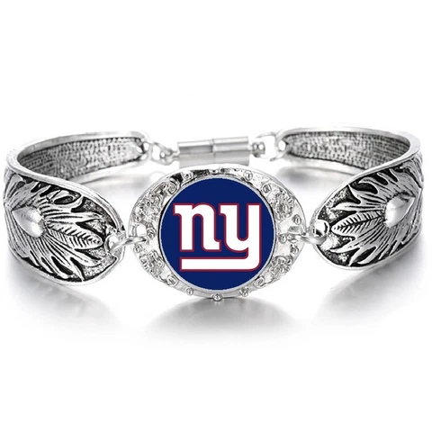 New York Giants Women's Sterling Silver Bracelet Football Gift w Gift Pkg D3 Cover